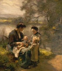 Femme avec enfant et deux enfants