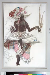 Ballets russes - Costume dessiné par Leon Bakst pour le ballet "Le dieu Bleu" de Michel Fokine
