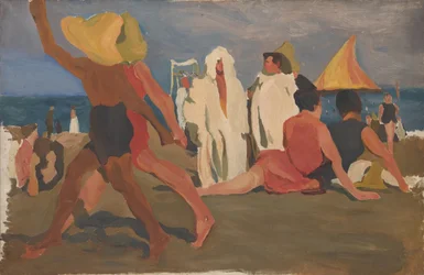 Baigneurs sur le Lido, Venise Serge Diaghilev et Vaslav Nijinsky sur la plage