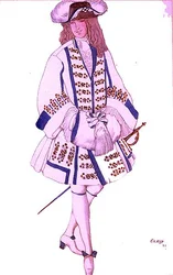 Conception de costume pour le marié flamand, de La Belle au bois dormant