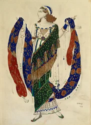 Conception de costume pour une danseuse de "Cléopâtre", 1910