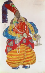Dessin des costumes pour le ballet Sheherezade, présenté lors de la (aquarelle)