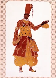 Costume du grand eunuque dessiné par Lev Samoilovich Rosenberg dit Léon Bakst (1866-1924) pour le ballet « Shéhérazade » composé par Nikolaï Andreïevitch Rimski-Korsakov