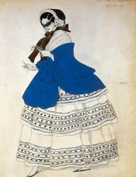 Estrella, esquisse de costume pour le ballet Carnaval (aquarelle)