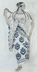 Hélène de Troie, esquisse de costume pour la pièce d
