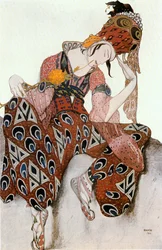 Iskander, esquisse de costume pour le ballet The Peri de Paul Dukas (aquarelle, gouache et crayon sur papier)