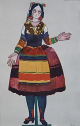 Marionnette italienne. Costume pour le ballet La Boutique Fantasque de G. Rossini, 1919