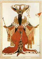 Potiphar, esquisse de costume pour le ballet et mimodrame " Josephslegende " de Richard Strauss (aquarelle, crayon et or sur papier)