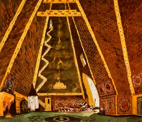 Décor de scène pour Thamar, ballet de Mily Balakirev, 1912