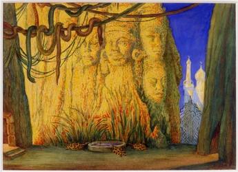 Décor de scène pour le ballet Le Dieu Bleu par R. Hahn, 1911