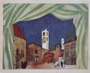 Décor de scène pour le ballet Le donne di buon umore de C. Goldoni, 1917
