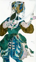 Le Shah de Perse, costume pour une production des Ballets Russes de Shéhérazade, c1913