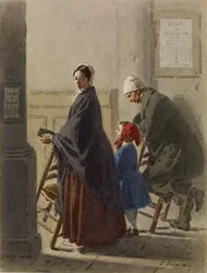 Homme, Femme et Fille en prière à l