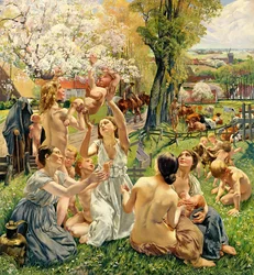 Le Matin, panneau gauche du triptyque 