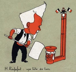 Caricature par Henri Rochefort (1831-1913), journaliste et homme politique français "Tête de Turc" - Illustration par Léon Lebègue (1863-1944) - Gravure dans "Le sun-du-dimanche"