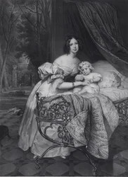 Portrait de Maria Irineevna Buteneva, née Chreptowicz 1811-1890 avec sa fille Maria 1835-1905
