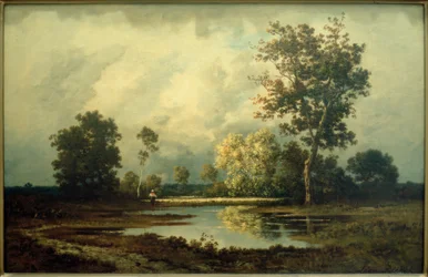 Paysage avec étang