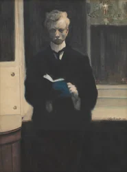 Autoportrait avec carnet de croquis bleu