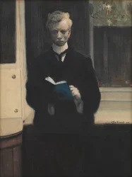 Autoportrait avec carnet de croquis bleu