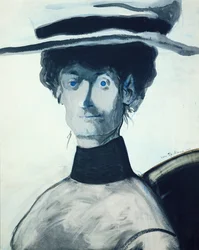 Femme au chapeau rose