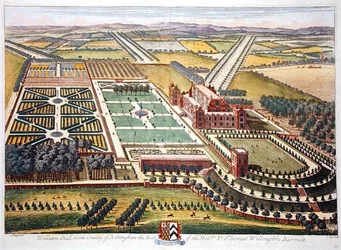 Wollaton Hall dans le comté de Nottingham gravé par Johannes Kip (c.1652-1722) (gravure)