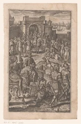 Roi à cheval à la porte de la ville