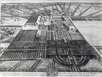 Badminton House dans le comté de Gloucester, gravé par Johannes Kip