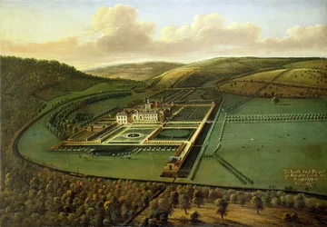 La perspective sud-est de Hampton Court, Herefordshire