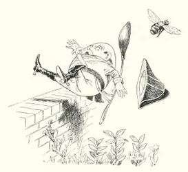 Humpty Dumpty assis sur un mur