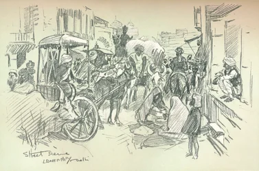 Scène de rue à Delhi, vers 1903