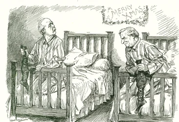 Arthur Balfour, conservateur, et Herbert Asquith, libéral, avec leurs bas de Noël. Lors des élections générales de décembre 1910, aucun des deux n