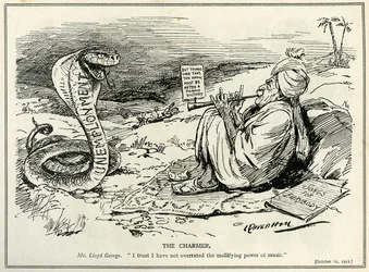 Lloyd George charmant le serpent du chômage, 1921