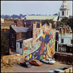 Peinture murale de la rivière du peuple, Creek Road, Greenwich, Autorité du Grand Londres, Royaume-Uni