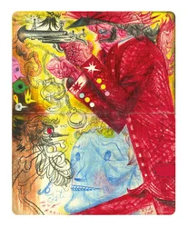 Figures surréalistes revêtues de rouge