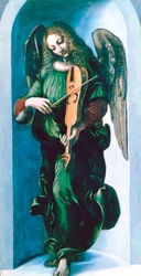 Un ange en vert avec une vièle, vers 1500