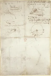 Arundel 263, f.126v Trois notes et croquis sur l