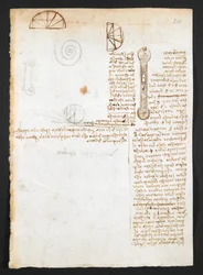 Arundel 263, f.211r Notes, croquis et diagrammes, du 