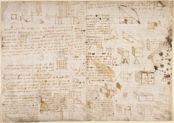 Arundel 263, f.223v Notes et diagrammes du 