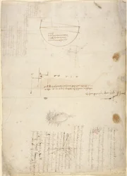 Arundel 263, f.33v Notes et diagrammes sur la mécanique, du 