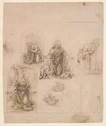 Croquis de composition pour la Vierge adorant l