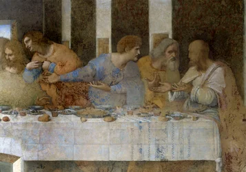Détail de La Cène représentant Thomas, Jacques le Majeur, Philippe, Matthieu, Judas Thaddée et Simon le Zélote