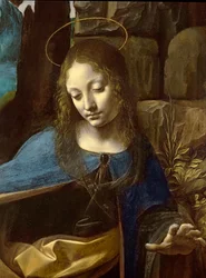 Détail de la tête de la Vierge, de La Vierge aux rochers (La Vierge avec l