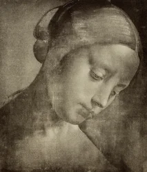 Tête féminine, dessin de Léonard de Vinci. Gabinetto dei Disegni e delle Stampe, galerie des Offices, Florence