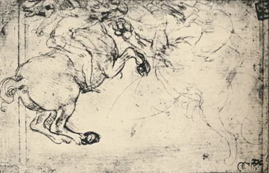 Combat entre un cavalier et un griffon, vers 1480, 1945