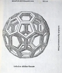 Icosaèdre tronqué vide, illustration de 