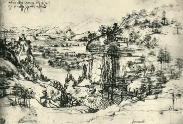 Dessin de paysage pour Santa Maria della Neve du 5 août 1473, 1943