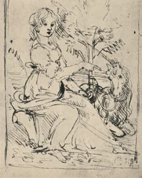Jeune fille avec une licorne