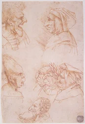Sept études de visages grotesques