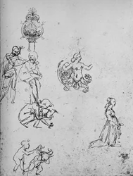 Études de figures et de décoration, vers 1480