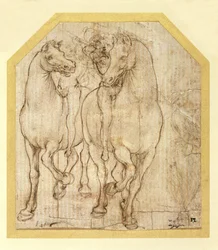 Étude de chevaux et de cavaliers, vers 1480